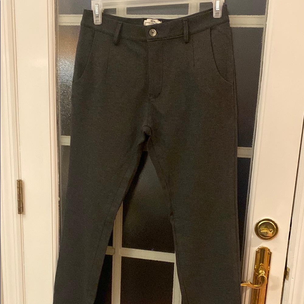 Dario Beltran Gray Chinos with Flat Front Design and Straight Leg Cut Stretch